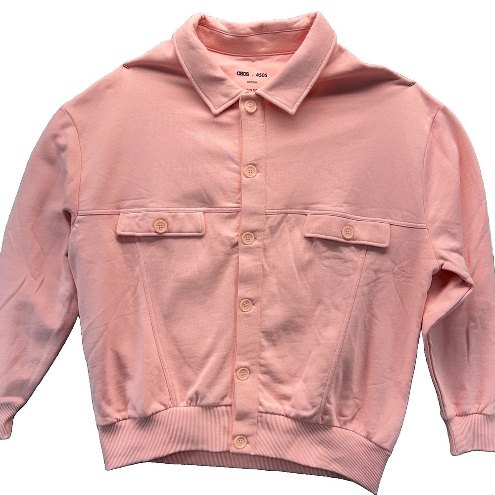ASOS 4505 Unisex Brushed Back Shirt Jacket Medium Pink Button Front Shacket